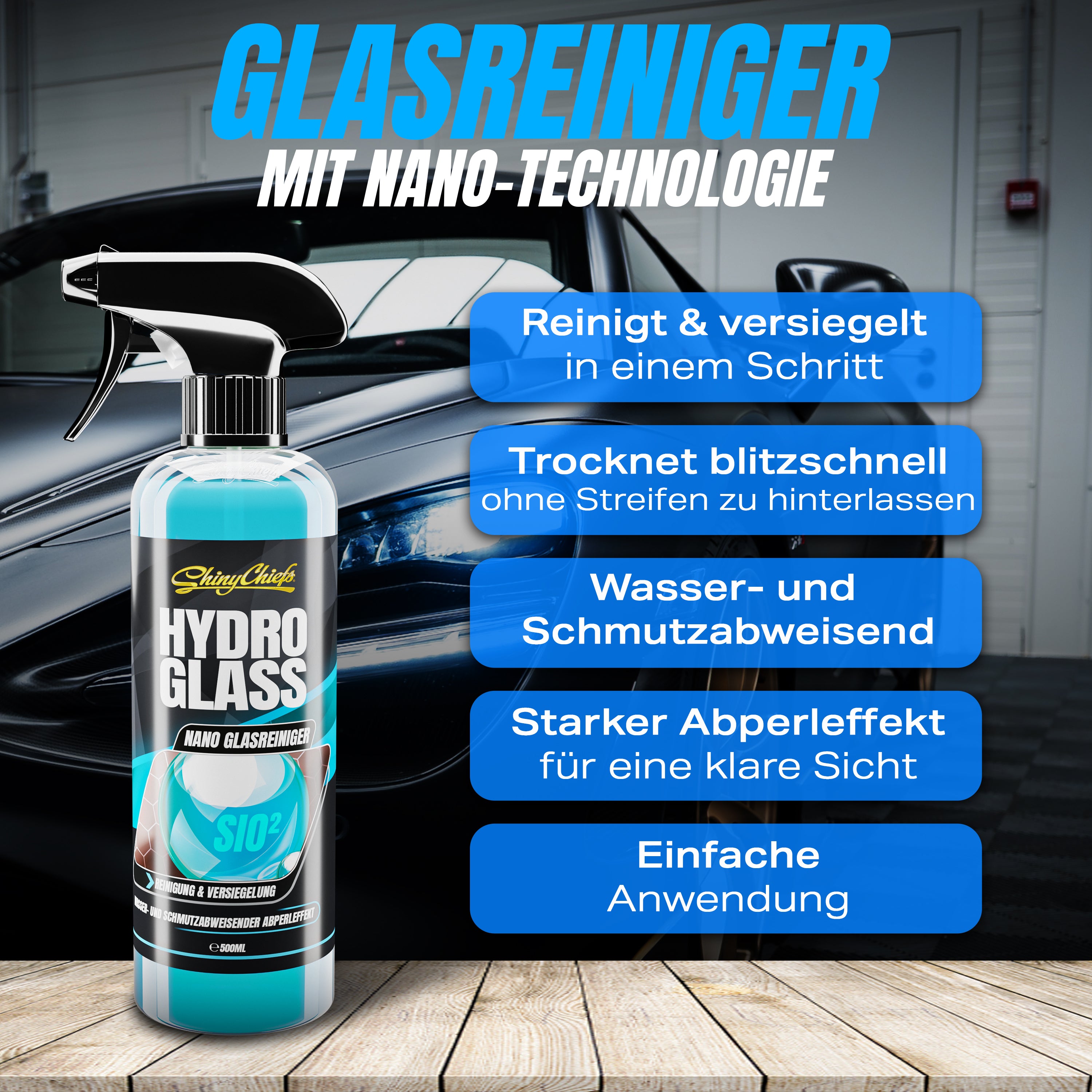 HYDRO GLAS - NANO SiO2 GLAS REINIGER 500ml + DUWDOEKSET