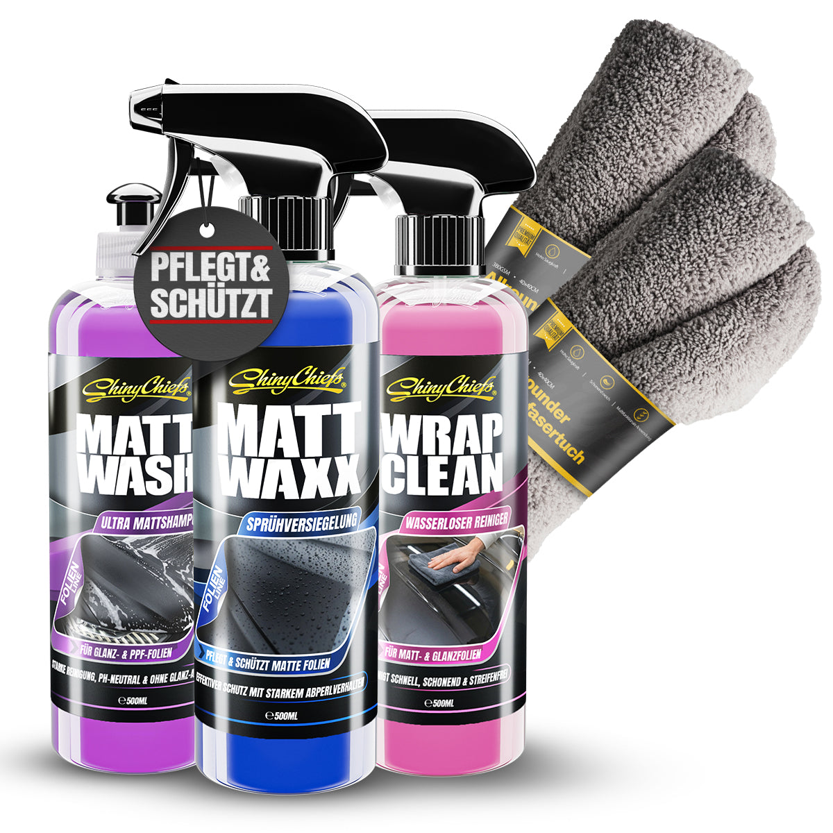MATT WASH - MATTSHAMPOO + MATT WAXX + WRAP CLEAN SET (3x500ml)