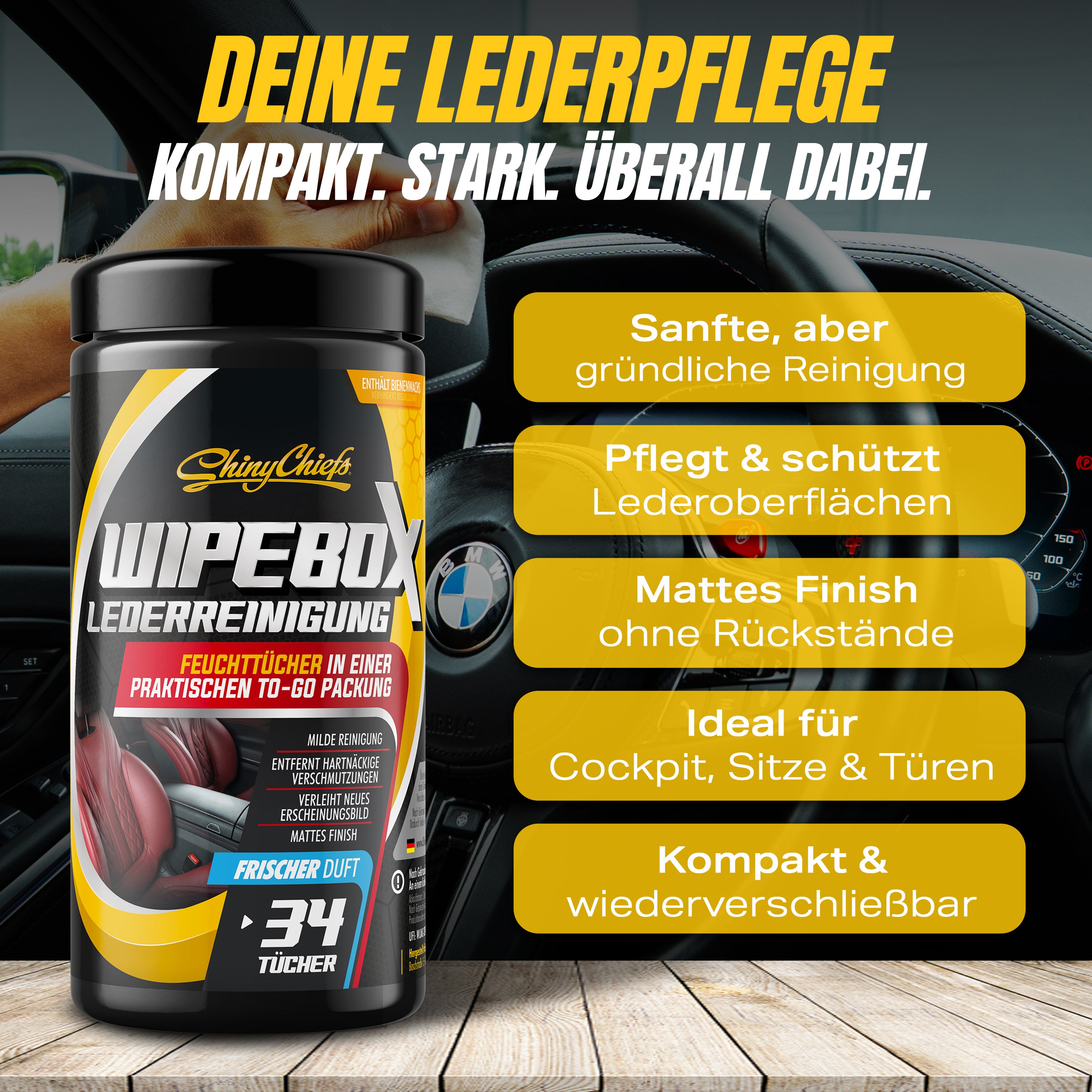 WIPEBOX - LEDER WIPES (34 doekjes)