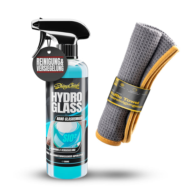 HYDRO GLASS - NANO SiO2 GLASS CLEANER 500ml + WAFFLE TOWEL SET