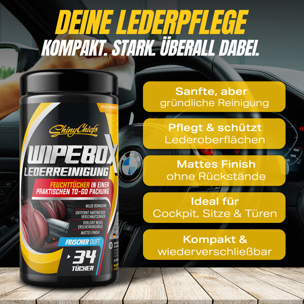 WIPEBOX - LEDER WIPES (34 doekjes)